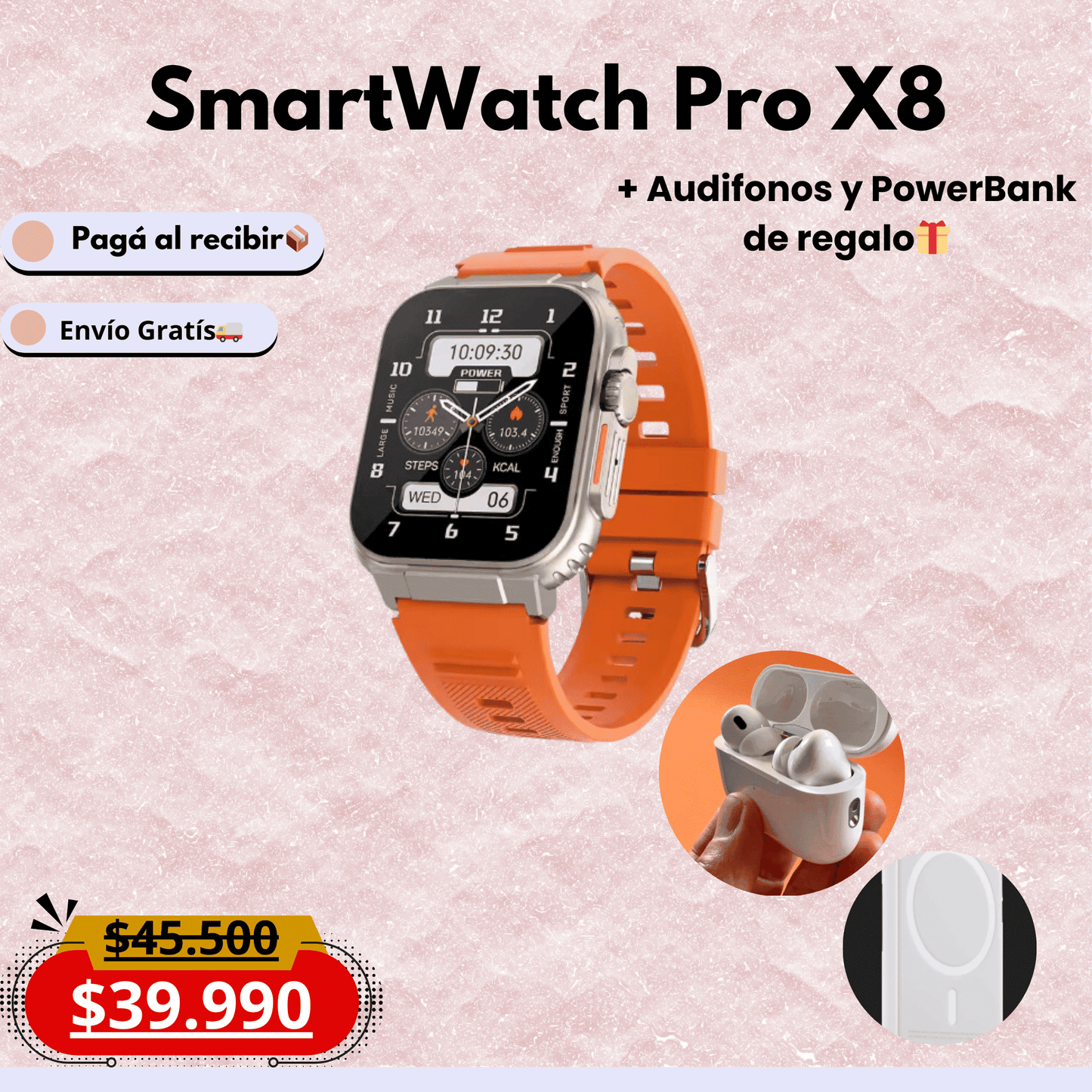 Smartwatch X8 Pro + Audífonos De Regalo