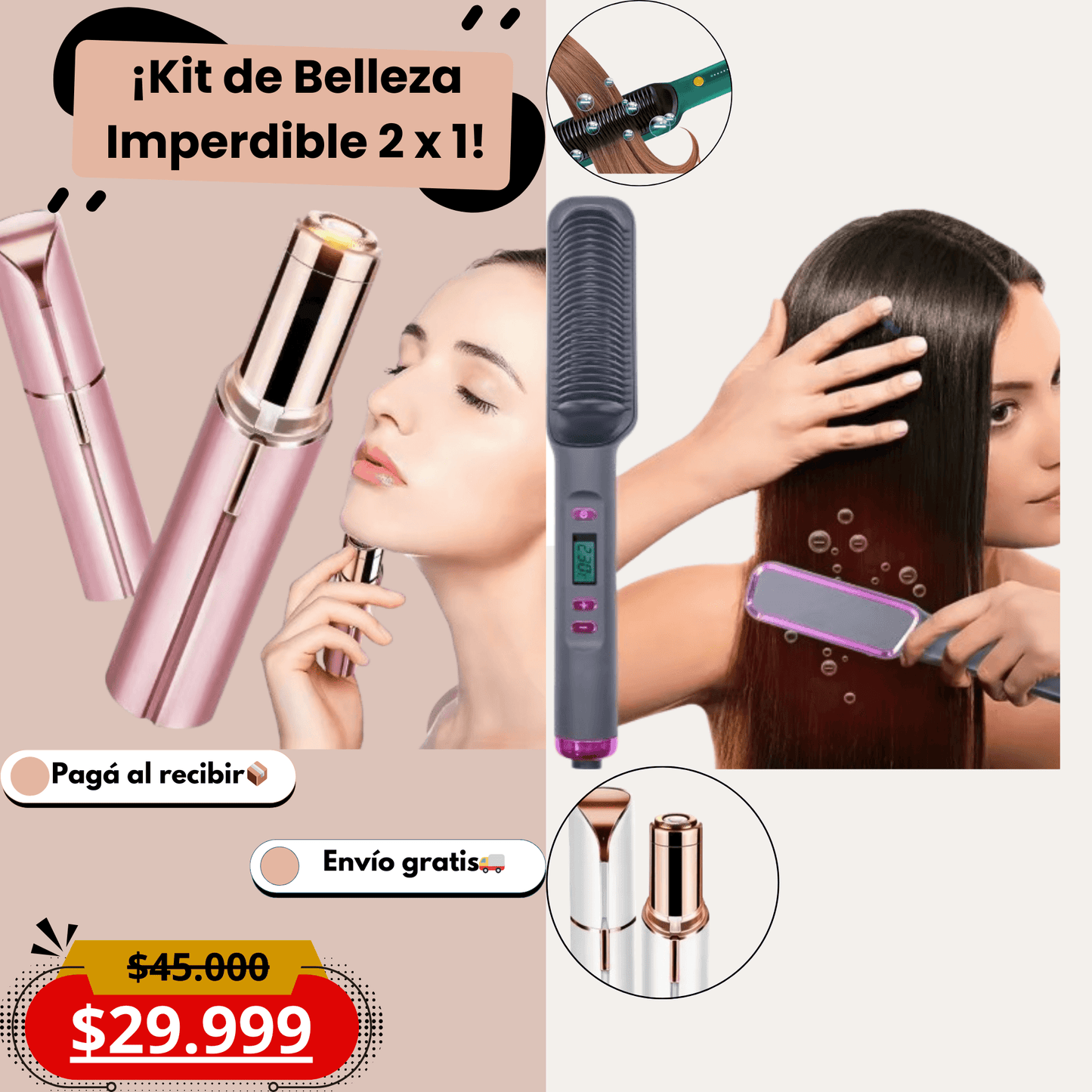 Depiladora Facial + Cepillo Alisador