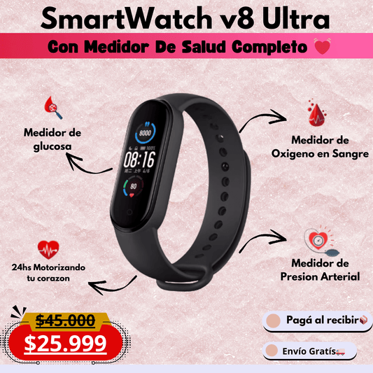 SmartWatch V8 Ultra - Con Medidor De Salud Completo